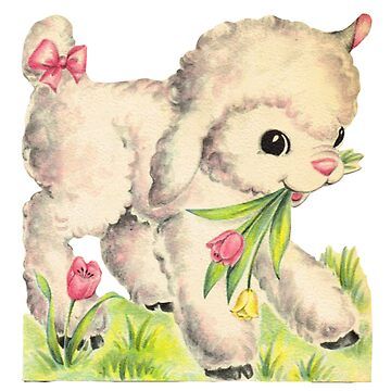 "Coquette Vintage sheep " Sticker for Sale by Pixiedrop | Redbubble Vintage Easter Cards, Easter Lamb, Easter Images, Easter Parade, Easter Greeting Cards, Easter Wishes, Easter Art, Easter Printables, Images Vintage