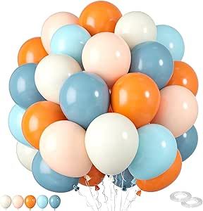 Orange And Blue Balloons,60 Pcs 12 Inches Orange Macaron Orange Retro Sea Blue Teal Ivory White Balloons With Ribbons for Birthday Baby Shower Graduation Engagement Party Decorations Orange And Blue Party, Orange Birthday Parties, Orange Birthday, 18th Bday, Orange Party, Orange Retro, Pastel Orange, Engagement Party Decorations, Blue Party