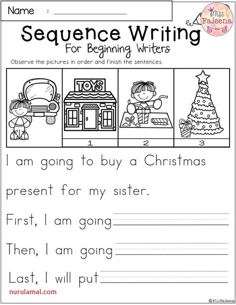 Nurul Amal's 1st Grade Handwriting Worksheets are perfect for helping your child learn the basics of handwriting. With a variety of exercises to practice, these worksheets will help your child develop their fine motor skills and improve their Kindergarten Sequencing Worksheets, Sequencing Kindergarten, December Writing Prompts, Story Sequencing Worksheets, Sequence Writing, Language Arts Worksheets, Sequencing Worksheets, Kindergarten Language Arts, Worksheets Kindergarten