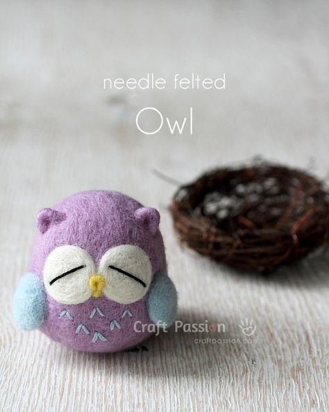 DIY Felted Owl Felting Beginner, Felting Pictures, Owl Diy, Felted Owl, Owl Tutorial, Tovad Ull, Needle Felted Owl, Needle Felting Tutorial, Needle Felting Diy