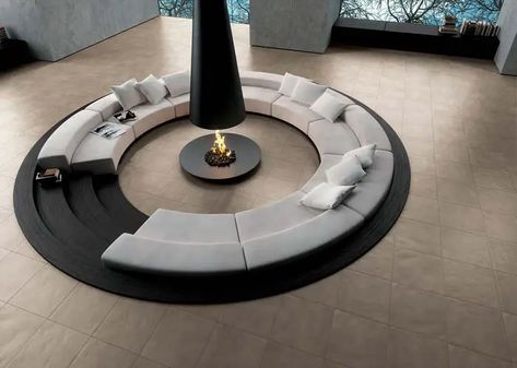 Sunken Fireplace, Modernist Architects, Living Room Arrangements, Pool Installation, Built In Seating, Room Paint Colors, Modern Fireplace, Living Room Decor Modern, Firepit