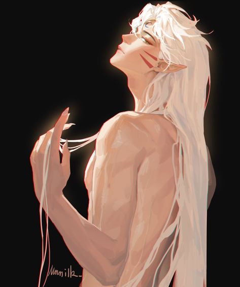 Typa Girl, Drawing Men, Rin And Sesshomaru, Seshomaru Y Rin, Inuyasha Fan Art, Long White Hair, Japanese Stuff, 남자 몸, Concept Ideas