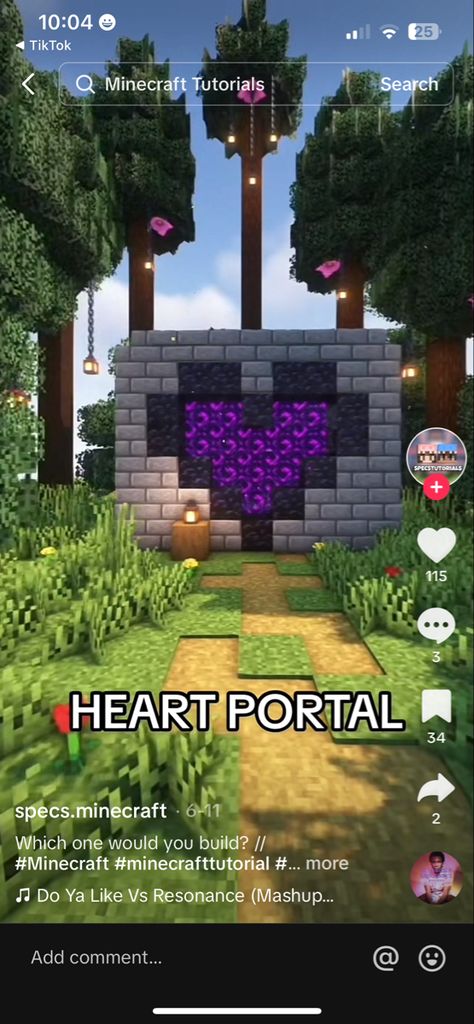 Minecraft Cottagecore Portal, Mushroom Portal Minecraft, Minecraft Cute Portal, Heart Portal Minecraft, Portal In Minecraft, Minecraft Tutorial, Minecraft Builds, Portal, Minecraft