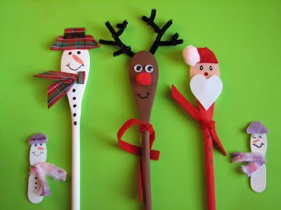 Personnages cuillères en bois Wooden Spoon Puppets, Wooden Spoon Crafts, Spoon Craft, Painted Spoons, Christmas Spoons, Spoon Crafts, Christmas Arts And Crafts, Kid Craft