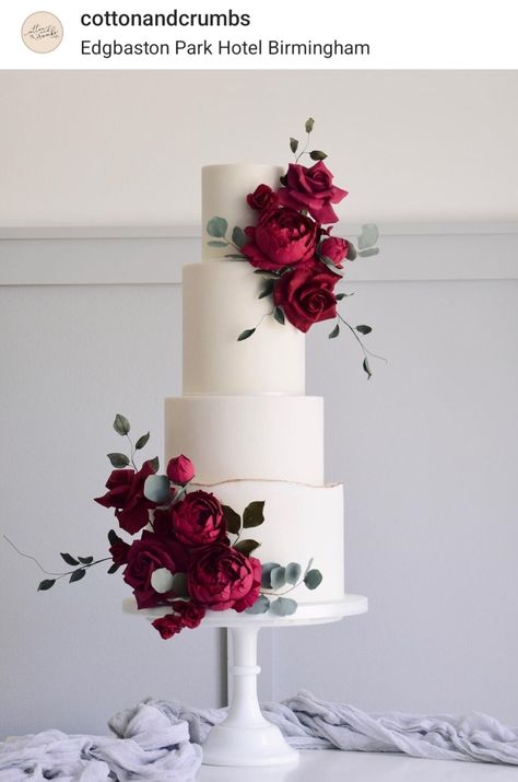 Wedding Cake Designs Red And White, White Cake With Red Roses, 2 Tier Wedding Cakes Simple Elegant, Wedding Cake Simple Elegant Classy, Wedding Sketch, Wedding Cake Simple Elegant, 2 Tier Wedding Cakes, Burgundy Wedding Cake, Festive Wedding