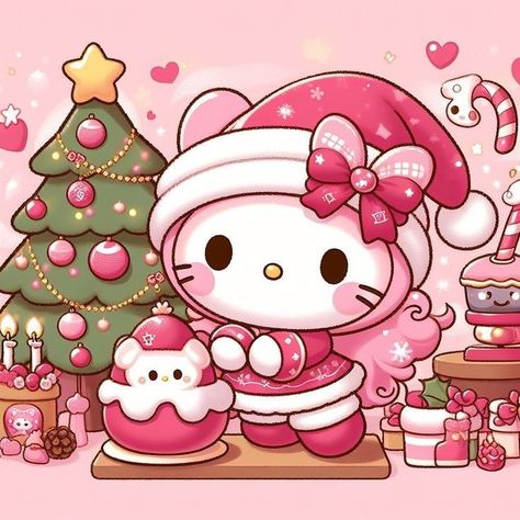 Mixed Drinks Alcohol, Kitty Art, Hello Kitty Backgrounds, Drinks Alcohol, Hello Kitty Art, Crafting Ideas, Pink Christmas, Mixed Drinks, Christmas Art