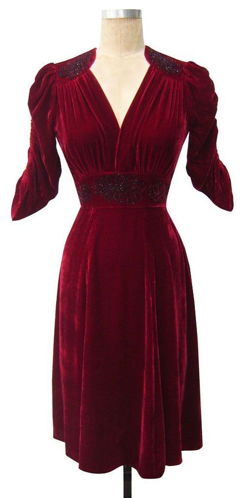 Natasha Dress in Wine, silk velvet, Winter 2012, 2 1940’s Dress, 1940's Dress, Fashion 1940s, 40s Dress, Trashy Diva, Dresses 40s, Dress Velvet, Red Velvet Dress, 40s Fashion