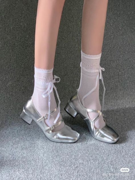 Balletcore Fashion, Dr Shoes, Shoe Wishlist, Girly Shoes, Shoe Inspo, Aesthetic Shoes, Silver Shoes, Pretty Shoes, Dream Shoes