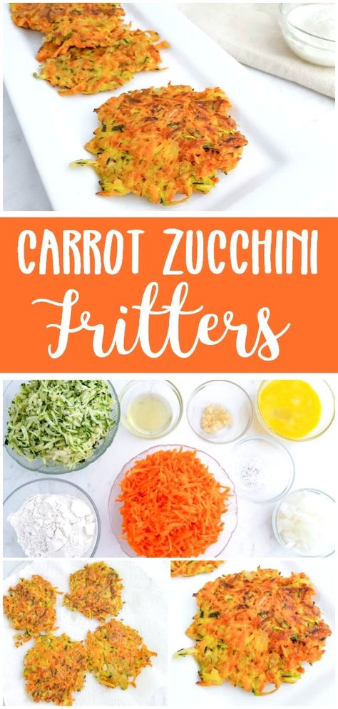 Zucchini Carrot Fritters, Carrot Fritters, Baked Zucchini Fritters, Zucchini Appetizer, Courgette Fritter, Zucchini Patties, Zucchini Fritters Recipe, Carrot Zucchini, Veggie Fritters