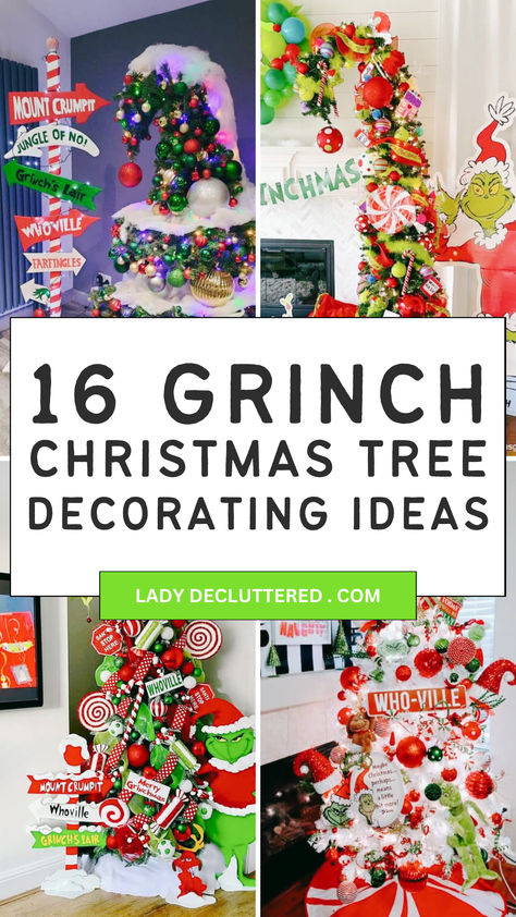 Grinch Themed Christmas Trees. Merry Grinchmas Tree, Grinch Crooked Christmas Tree, Dr Seuss Christmas Tree Ideas, Grinch Upside Down Christmas Tree, How To Make A Whoville Christmas Tree, Grinch Bedroom Decor Ideas, Classy Grinch Tree, Easy Grinch Christmas Tree, Grinch Decorated House