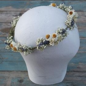 Lavender Twist Daisy Hair Crown | The Artisan Dried Flower Company | Fradswell, Staffordshire Flower Hair Crown, Wildflower Crown, Curly Bridal Hair, Hair Circlet, Daisy Flower Crown, Daisy Crown, Flower Crown Bridesmaid, Daisy Wedding, Boho Beach Wedding