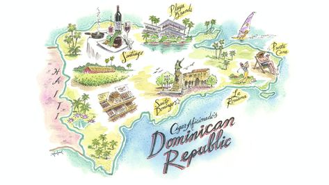 Santiago, home to some of the world’s greatest cigarmakers, is a thriving metropolis with a superb lineup of cigar-friendly dining. | Cigar Aficionado Oahu Hawaii Map, Oahu Map, Dominican Republic Map, Map Of Hawaii, Cartoon Map, A6 Notebook, Arches Watercolor Paper, Island Map, Ink And Watercolor