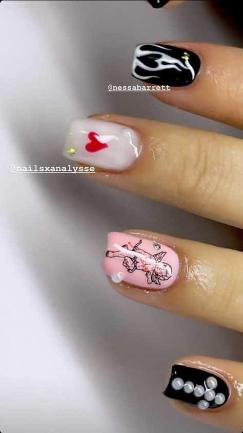 Nessa Barrett Nails, Nessa Nails, Nail Makeover, Cowboy Nails, Stickers Disney, Overlay Nails, Weak Nails, Claw Nails, Nessa Barrett