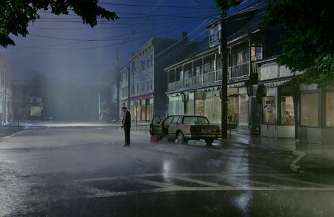 Gregory Crewdson. Again. I can't stop. The spiderweb telephone wires makes me sure this is New Orleans. Again, friends, this is a photo. Gregory Crewdson Photography, Gregory Crewdson, Designer Couch, Street At Night, Rainy Street, Narrative Photography, Gagosian Gallery, Rain Wallpapers, Story Setting