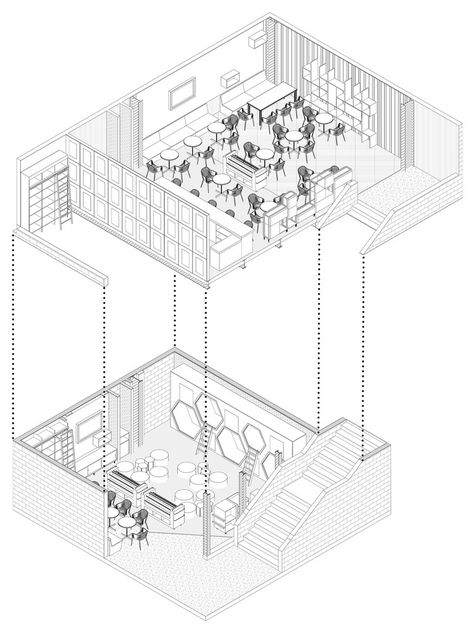 Gallery of 9 ¾ Bookstore + Café / PLASMA NODO - 26 Bookstore Floor Plan, Bookstore Plan, Bookstore Architecture, Cafe Design Architecture, Elderly Center, Cafe Floor Plan, Big Houses Interior, Cafe Plan, Restaurant Floor Plan