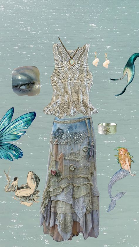 #themermaid #chappellroan #casual Mermaid Outfit, Quick Outfits, Fairy Grunge, Jewelry Outfit, Hippie Outfits, Cute Fits, Beautiful Makeup, Asian Fashion, Summer Wardrobe