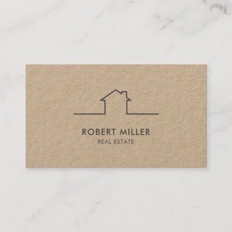 Real Estate Home Logo Realtor Kraft Business Card Kraft Business Cards, Business Card Design Minimal, Realtor Business Cards, Construction Business Cards, Real Estate Gifts, Premium Business Cards, Beautiful Logos Design, Real Estate Business Cards, White Business Card