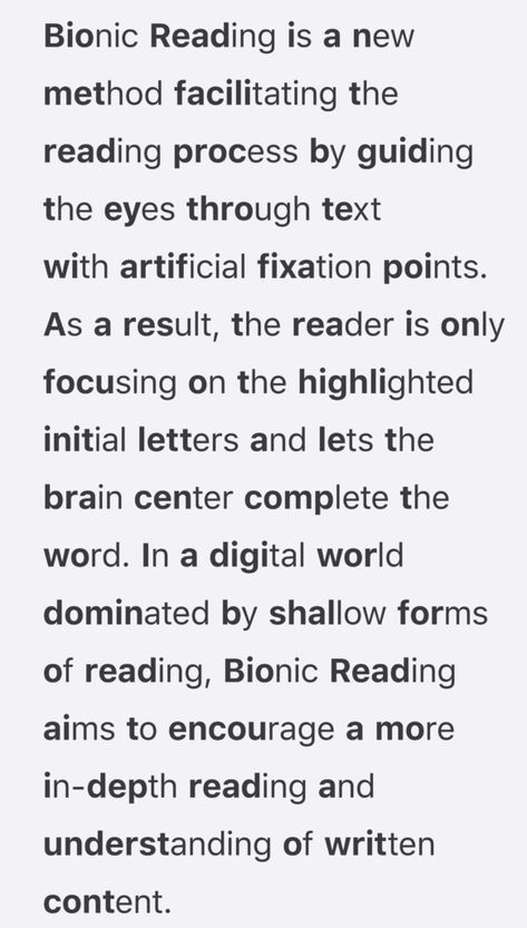 Bionic Font to improve reading speed and comprehension Bionic Reading Method, Reading Tips For Adults, Speed Reading Exercises, How To Speed Read, Bionic Reading, Letters On Canvas, Painting Letters, Read Faster, Study Girl