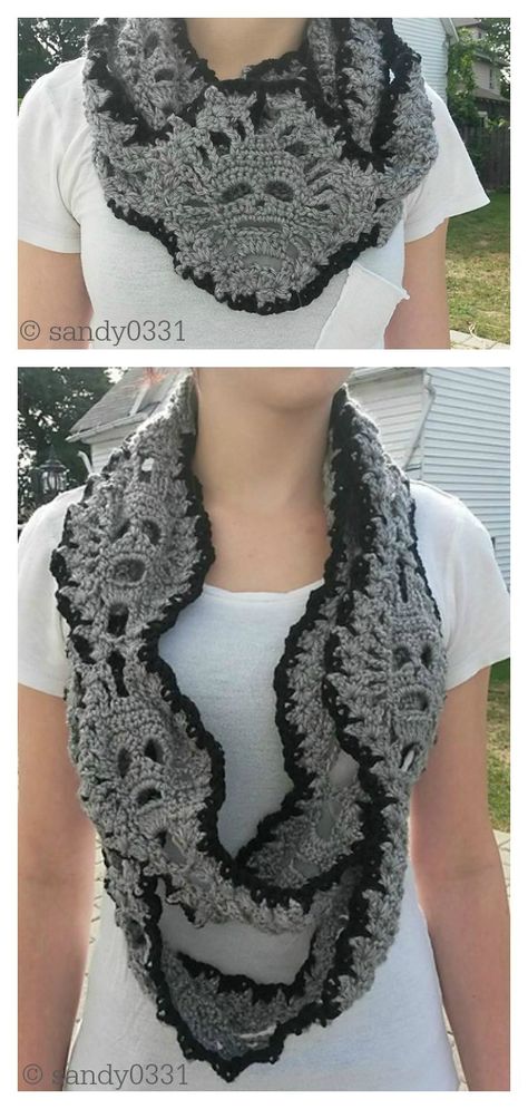 Lost Souls Scarf Free Crochet Pattern #freecrochetpatterns  #crochetscarf  #skull One Skein Crochet Patterns, Crochet Skull Patterns, Crochet Pour Halloween, Crochet Scarfs, Crochet Skull, Crocheted Scarf, Crochet Scarf Pattern Free, Confection Au Crochet, Skull Scarf