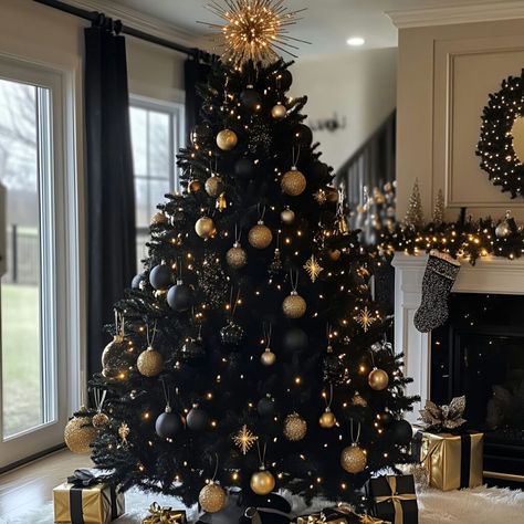 This Black & Gold Tree brings modern luxury to your holiday setup with dramatic contrast and gold details. Gold Glam, Gold Tree, Christmas D, Tree Decor, Gold Details, Modern Luxury, Christmas Tree Decorations, Sweet Home, Trees