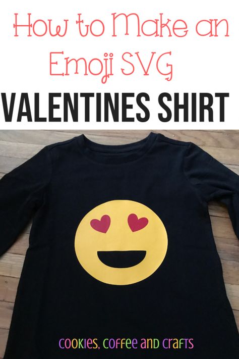 Emoji Valentine’s Day Shirt Made with the Cricut EasyPress Front Porch Valentine Decor, Valentine Decor Ideas, Love Emojis, Emoji Svg, Emoji Valentines, Emoji Shirt, Emoji Party, Diy Projects For Beginners, Create Shirts