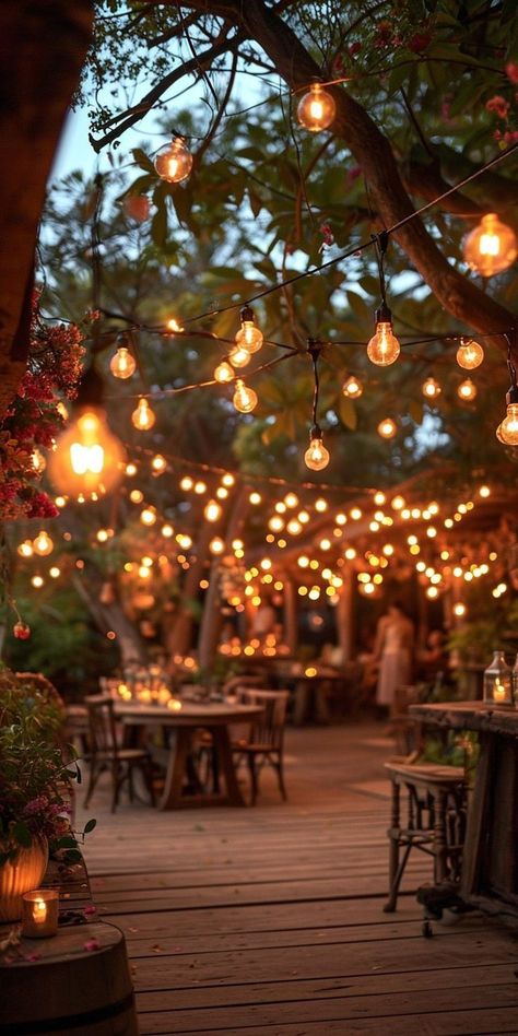 Romantic Candle Dinner, Backyard Lighting Ideas, Backyard Engagement Parties, Backyard Swings, Romantic Candles, Backyard Lighting, Outdoor Restaurant, Backyard For Kids, Candle Dinner