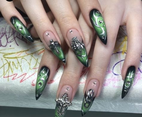 Stalitoes Nails, Punk Nails, Gothic Nails, Goth Nails, Grunge Nails, Pretty Gel Nails, Really Cute Nails, Prom Nails, Luxury Nails