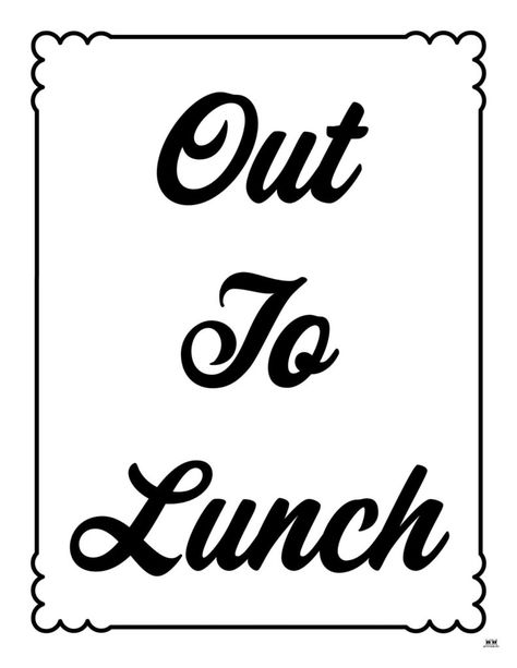 Let people know that you're on a short lunch break with one of these 15 FREE printable out to lunch signs. Print from any personal printer! Out To Lunch Sign, Printables Ideas, Closed Sign, Printable Cute, Out To Lunch, Office Signs, Creative Template, Custom Templates, Lunch Break