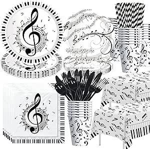 Music Birthday Party Decorations, Notes Theme, Music Note Party Decorations, Music Note Party, Music Party Decorations, Music Birthday Party, Music Theme Birthday, Party Cutlery, Notes Paper