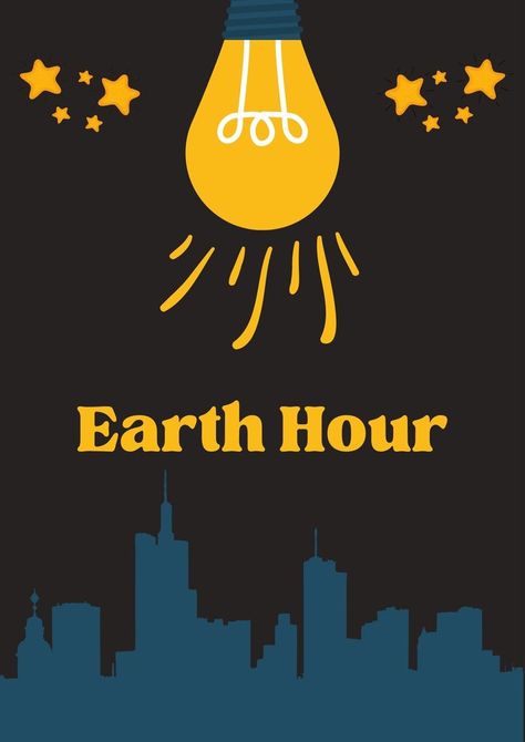 poster, flyer, brochure Earth Hour Poster Design, Earth Hour Poster, Earth Hour Day, Yellow Light Bulb, Day Earth, Green Poster, Earth Hour, Simple Poster, Poster Ideas