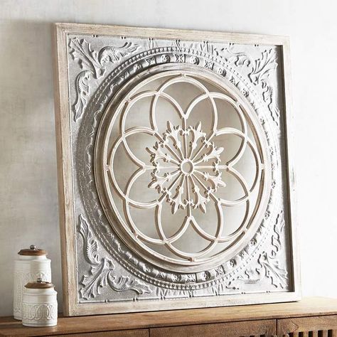 Pier 1 Imports Galvanized Medallion Wall Decor.Both wall decor and statement piece, our hand-painted medallion is a mix of galvanized iron and fir. Its iconic square shape with vintage appeal imparts rustic sophistication in any room you choose.. #affiliate #homedecor #metalart #walldecor #galvanizediron Medallion Wall Art, Medallion Wall Decor, Beautiful Kitchen, Printed Cushions, Cushion Pattern, Kitchen Wall Decor, Diy Wall Decor, Diy Wall, Of Wallpaper