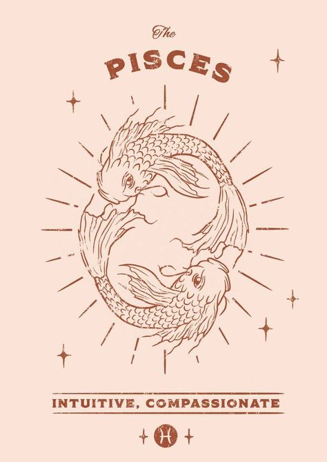 Zodiac Art Prints, Zodiac Cards Illustration, Zodiac Signs Aesthetic, Zodiac Illustration, Zodiac Poster, Zodiac Cards, Pisces Tattoos, Astrology Pisces, Zodiac Designs