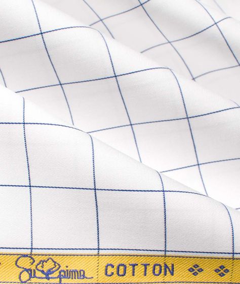 Shirting Fabric, Half Sleeve Shirts, Giza, Supima Cotton, Check Pattern, Shirt Sleeves, Cotton Shirt, White Blue, Checks