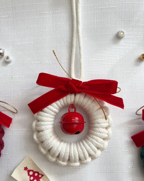 Macrame Ornament Set, Personalized Christmas Ornament, Ornament Gift Set, Christmas Decoration Festive, Wooden Ornament Colorful Bell - Etsy Embroidered Christmas Ornaments, Beaded Christmas Decorations, Christmas Decorations Diy Crafts, Pinterest Diy Crafts, Holiday Crochet, Christmas Classroom, Wooden Ornament, Christmas Crochet Patterns, Handmade Christmas Decorations