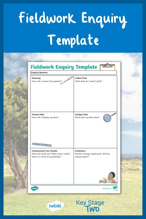 This Fieldwork Enquiry KS2 template is the perfect resource to use with your class. You can use it to introduce students to geography fieldwork, and then your pupils can use it when conducting and carrying out their fieldwork enquiries. This resource will help children organise their findings, and it will encourage them to write neatly and do a good job discussing their research. Geography Fieldwork, Data Show, Organization Kids, Geography, Helping Kids, Encouragement, Map, How To Plan