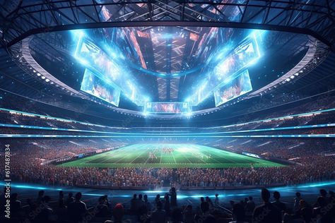 Futuristic scifi stadium arena for sports football basket hockey soccer and baseball from future architecture inspired by movies, reworked and enhanced ai generated mattepainting background Stock Illustration | Adobe Stock Futuristic Stadium, Futuristic Arena, Football Basket, Stadium Art, Future Architecture, Soccer Theme, Sports Stadium, Perfect Movie, Sports Arena