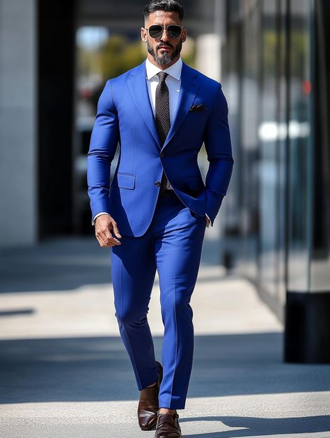 Dress like a gentleman. Explore more suit styles on our website!   #SuitStyle #GentlemanLook #menssuitstyle #mensfashion #menssuits #mensstyle #suitstyle #suits #menstyle #suitup #menswear #suitandtie #men #dapperfashion #style #suitsformen #mensfashionblog #suited Fitted Blue Double Breasted Suit For Semi-formal Events, Blue Double Breasted Suit For Semi-formal Events, Tailored Navy Double Breasted Suit For Semi-formal Occasions, Luxury Navy Semi-formal Suit, Classic Blue Suit, Fitted Blue Single-button Suit, Suit For Men Wedding, Graduation Suits, Mens Suit Style