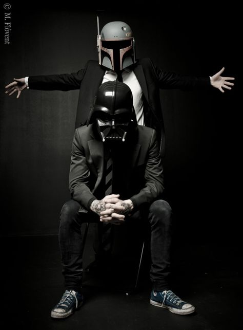 Tattooed guys in suits and Star Wars helmets...oh my!! Darth Vader Suit, Dark Vader, Star Wars Helmet, Anakin Vader, A Man In A Suit, Man In A Suit, Space Boy, Star Wars Fashion, Dark Vador