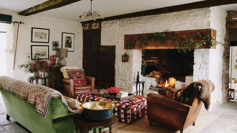 Cottage House Interior, Cosy Armchair, Welsh Cottage, Cottage Interior Design, Cotswolds Cottage, Urban Cottage, English Country Cottage, Painted Cupboards, Cottage Interior