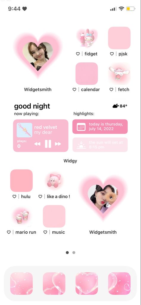 Pink Aesthetic Iphone Homescreen, Pink Themed Phone Layout, Ios 16 Widgets Pink, Barbie Homescreen Layout, Pink Phone Theme Wallpaper, Pink Themed Homescreen, Iphone Pink Theme, Pink Phone Theme Ideas, Pink Aesthetic Ios 16