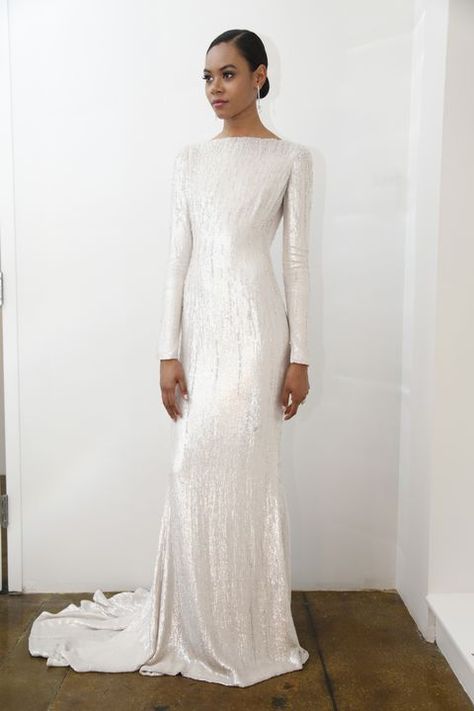 Sequin Wedding Dress, Pamella Roland, Wedding Dress Sequin, 2016 Wedding Dresses, Sequin Wedding, Mod Wedding, Bridal Fashion Week, Jenny Packham, Modern Wedding Dress