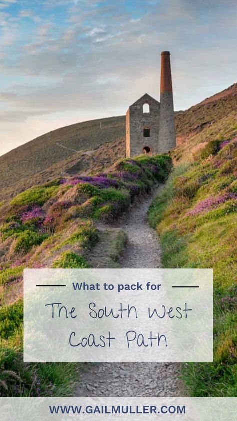 What to pack for hiking the south west coast path the UK South West Coast Path Cornwall, Uk Roadtrip, Pembrokeshire Coast Path, Road Trip Uk, West Coast Trail, Visit Uk, Pembrokeshire Coast, South West Coast Path, Uk Weather