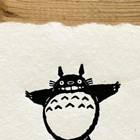 Totoro Illustration, My Studio Ghibli, Lino Ideas, Totoro Art, My Neighbour Totoro, Neighbor Totoro, Wedding Illustration, Ghibli Art, Wood Cut