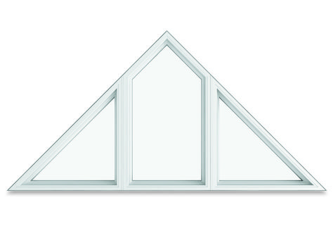 White Triangle Window Trapezoid Windows, Specialty Windows, Triangle Window, Shaped Windows, Replacement Windows, Beautiful Windows, Barn Style House, Upstairs Bathrooms, Unique Architecture