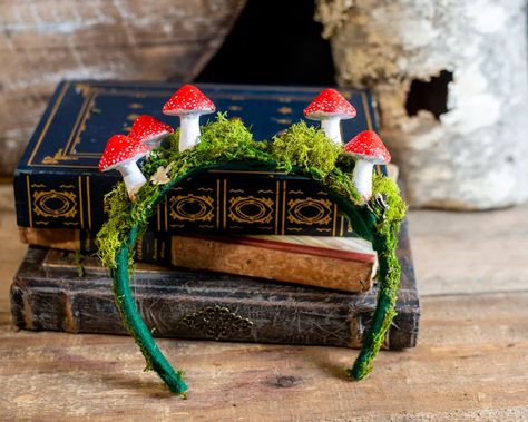 Mushroom and Moss Fairy Crown for Fairy Costumes Fairytale | Etsy Moss Crown, Toadstool Costume, Moss Fairy, Fairy Crowns, Real Reindeer, Sheet Moss, Mushroom Costume, Art Supplies Gift, Fair Outfit