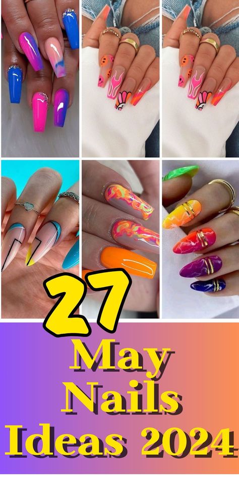 Embrace May 2024 with nails that speak volumes! Our latest trends range from simple and elegant designs to bold patterns that stand out. Find your springtime vibe Bright Summer Nails 2024, Neon Nail Designs 2024, Nail Designs Colorful, Bright Summer Nails Designs 2024, Summer Nail 2024 Trends Purple, Summer Nail 2024 Trends Bright, Monogram Nails, Trending Nail Designs, Statement Nail