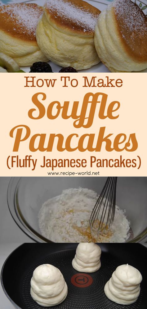 Fluffy Japanese Pancakes Recipe, Japanese Pancake Recipe, Souffle Pancake, Pancakes Fluffy, Fluffy Pancake Recipe, Japanese Pancake, Souffle Pancakes, Souffle Recipes, Pancake Recipes