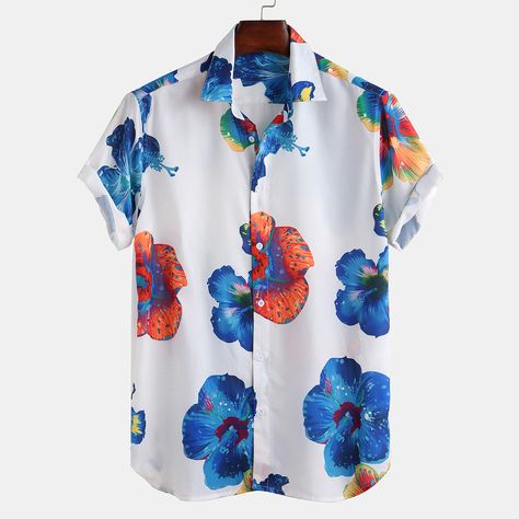 Big Floral, Different Colours, Floral Print Shorts, Floral Shirt, Floral Printed, Mens Summer, Shirt Online, Online Clothing, Latest Fashion Trends