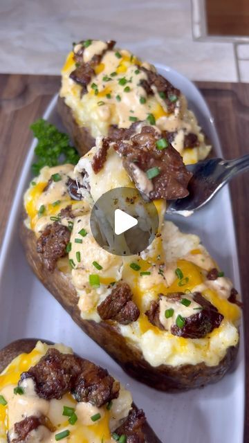 Cheese Baked Potatoes, Steak And Baked Potato, Baked Steak, Cheese Baked, Baked Potato Recipes, Baked Potatoes, January 9, Potato Recipes, Soul Food