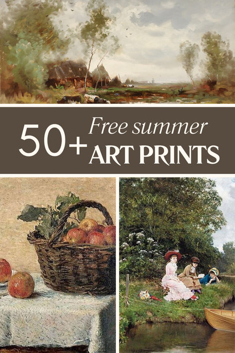 Summer art paintings Vintage Inspired Art Prints, Free French Country Printables, Free Fine Art Printables, Vintage Wall Art Prints Free Printables, Free Public Domain Art, Free Pictures To Download, Free Vintage Art Prints, Vintage Art Free, Poster Prints Vintage